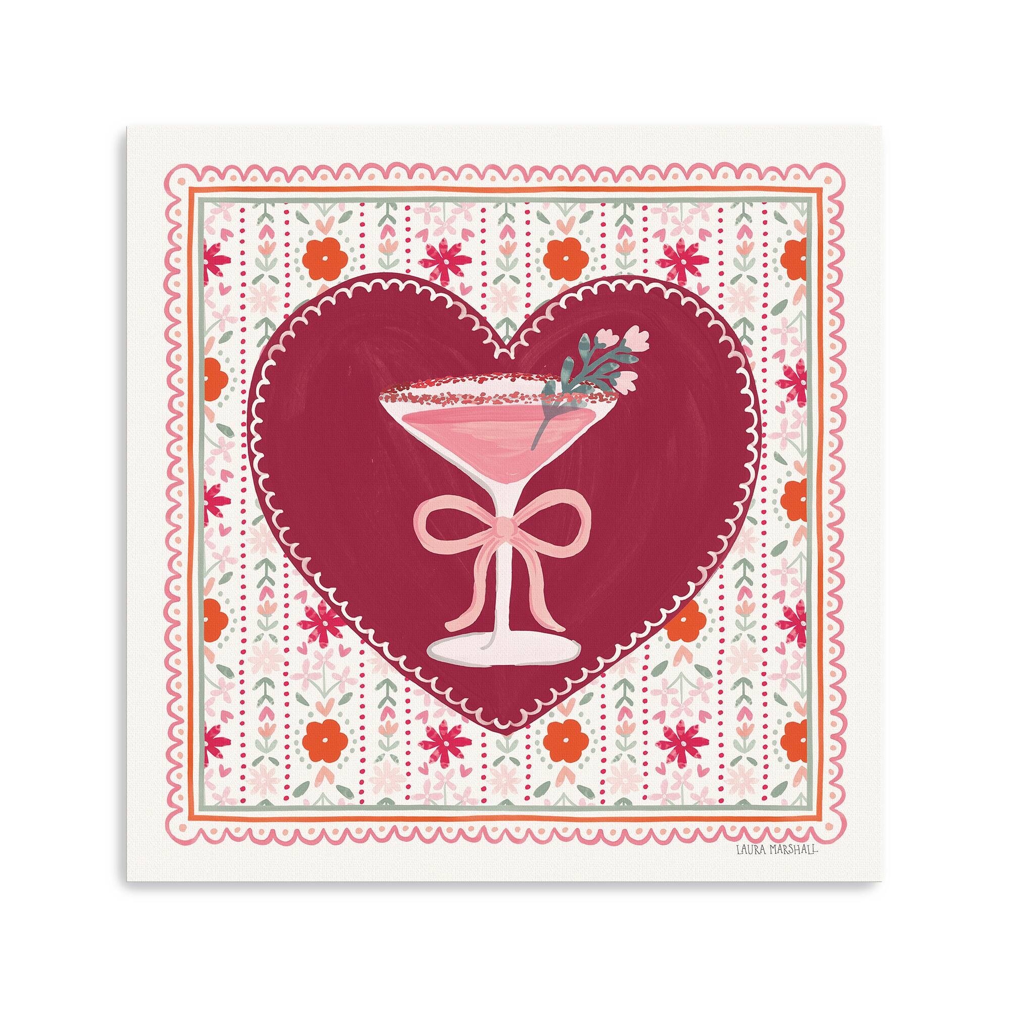 Blooming Hearts IV Cocktail Canvas Giclée Art